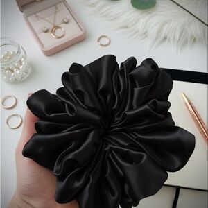 XXL  Black Satin Hair Scrunchie